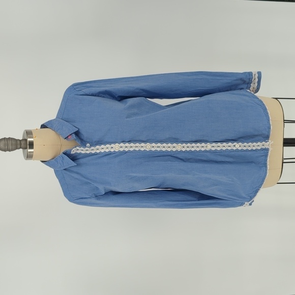 Hannah Button Down Shirt Blue S Business casual preppy Work office career - Picture 1 of 6